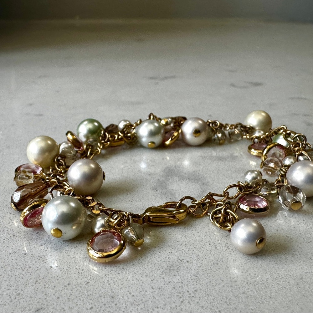 pearl and stones charm bracelet